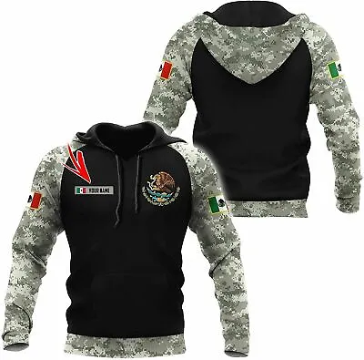 Personalized Camo Mexico Eagle Mexican Hoodie All Over Print Valentine Gift Best • $26.58