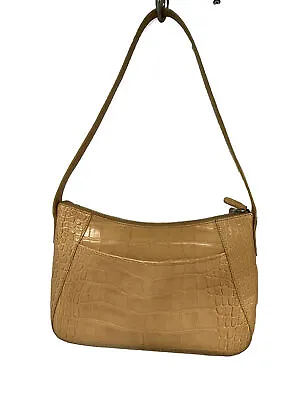 MONSAC Original Leather Shoulder Handbag Alligator Embossed Beige • $32