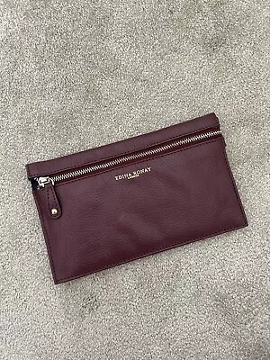 Edina Ronay Burgundy Leather Small Clutch Bag • £10
