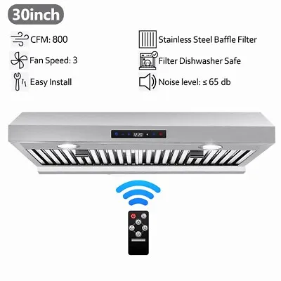 30  Under Cabinet Range Hood Stainless Steel 800CFM 3-Speed Touch Remote Control • $185.99