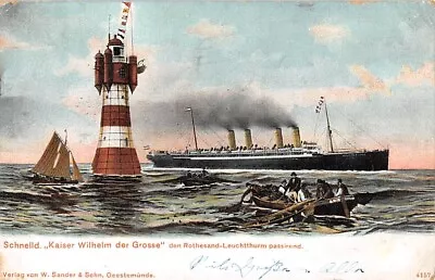 SS KAISER WILHELM DER GROSSE ~ NORD-DEUTSCHER LLOYD SHIP LIGHTHOUSE ~ Used 1904 • $11.49