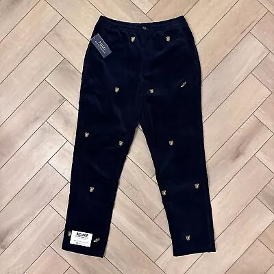 Polo Ralph Lauren Embroidered Corduroy Trousers Pants - Blue - Small S 30w 30 • $68.45