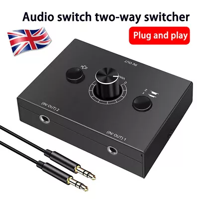 4 Way/2 Way 3.5mm Stereo Audio Switcher Bi-Directional Audio Switch Splitter UK • £19.48