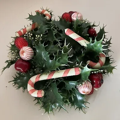 Vtg Candy Cane Fruit Flower Plastic Candle Ring Garland Christmas • $10