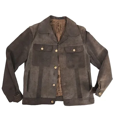 Vintage Max Moser Men 50 Brown Suede Leather Button Up Jacket • $39.99