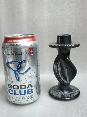 Vtg 🐠 CARVED BLACK TRIBAL SOAPSTONE TAPER CANDLESTICK CANDLE STICK HOLDER FISH • $7.46