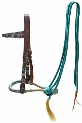 Western Horse Rawhide Core Bosal Hackamore Bitless Bridle Headstall Mecate Reins • $61.92