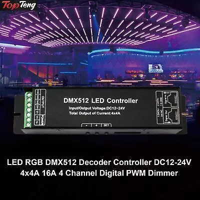 LED RGB Decoder Controller DC12-24V 4x4A 16A 4 Channel Digital PWM Dimmer • $19.61