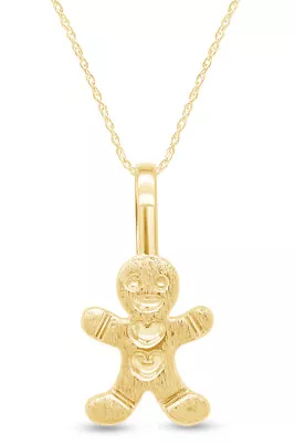 Gingerbread Man Pendant Necklace In 14K Yellow Plated Sterling Silver • $67.45