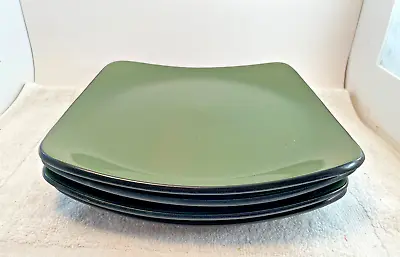 4 Corelle Hearthstone Pottery Square Dinner Plates Bay Leaf Green 11.5  • $24.38
