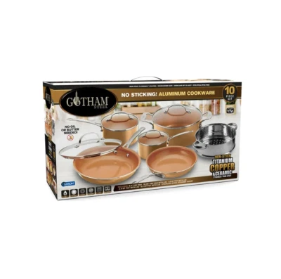 $66.99 • Buy Gotham Steel 10 Piece Ceramic Non Stick Cookware Set, Stay Cool Handles,Freeship