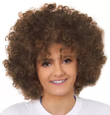 £9.99 • Buy Adults Brown Afro Wig 1960's 1970's Disco Hippy Fancy Dress Clown Funky Hair