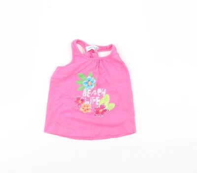 £4 • Buy Earlydays Girls Pink Cotton Basic Tank Size 12-18 Months Roll Neck