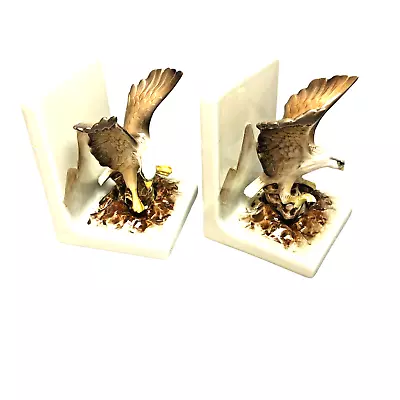 Vintage Otagiri Ceramic Eagle On Rocks Bookends Height 6  Japan • $19.77