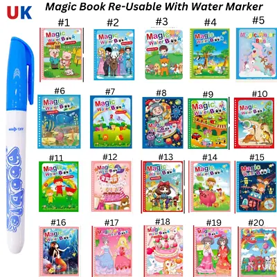 Kids Magic Book Painting Color Reusable Children Drawing Writing Water Marker • £34.99