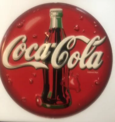 Vintage COCA COLA Embossed Plastic 18 Inch ROUND SIGN • $5.99