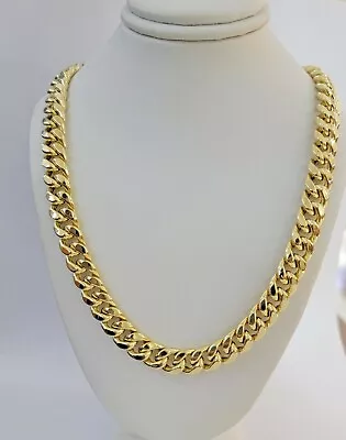 14k 10mm Mens Chain Miami Cuban Link Necklace 22  REAL 14KT Real Gold Sale  • $3654.14