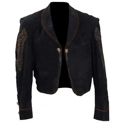 Men Suede Leather Jacket Antonio Banderas Once Upon A Time In Mexico Black • $139