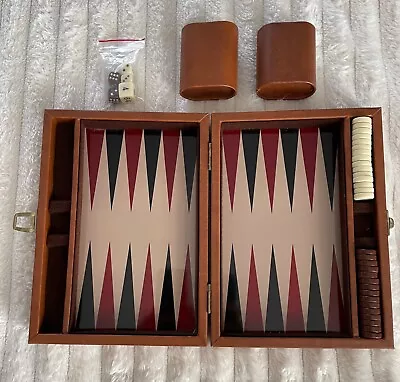 Vintage Backgammon Set In Case Travel Game W Magnetic Pieces & Dice. • $28.79