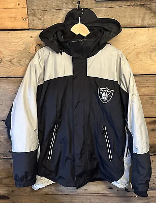 NFL Team Pro Apparel Raiders 4 In 1 Winter Jacket Windbreaker Fleece Vest LA LV • $150.99