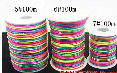 £5.99 • Buy 100M Nylon Cord / Chinese Knot/Braided Cord Macrame Beading Rainbow Colour