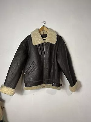 Vtg Type B-3 Flight Jacket L Sheepskin Sherpa Bomber Gleeman Military • £180