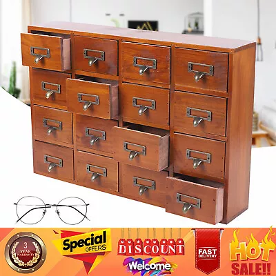 16 Drawers  Vintage Tabletop Library Card Catalog Cabinet Apothecary Storage Box • $63.65