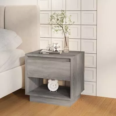 Set Of 2 Bedside Table With Drawer Grey Sonoma Modern Style Wooden Nightstand • $152.95