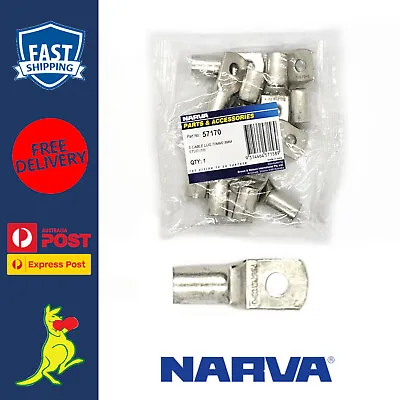 Narva Cable Lug 00 B&S / 00AWG / 70MM² Cable Lugs Fits 8mm Stud 57170 X 10 • $42.99