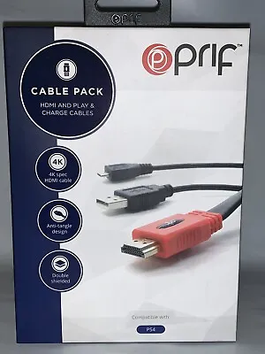 PRIF Cable Pack - HDMI And Play & Charge Cables (PS4) • £8.99