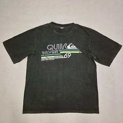 Quiksilver Mens Short Sleeve T-shirt Size XL Black Cotton • $21