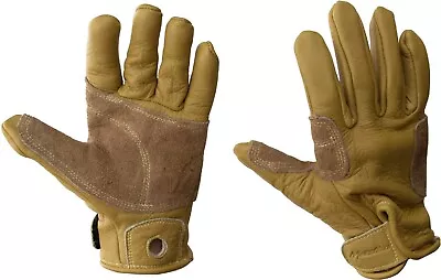 Metolius Belay Full Finger Gloves Rock Climbing Cowhide Unisex Natural Medium • $34.95