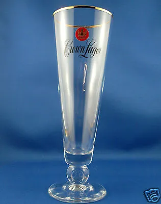 CLEARANCE!! CROWN LAGER BEER EMBOSSED STEM Glass  Man Cave Breweriana Glass AUST • $27.95