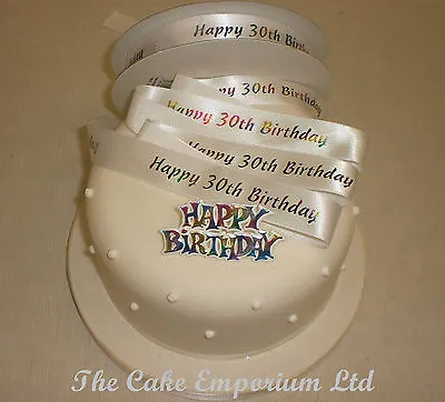 BIRTHDAY MOTTO MULTI COLOURED &  BIRTHDAY RIBBON (age) CAKE TOPPER PACK • £3.49