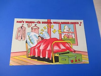 Military Postcard Wwii Cartoon Comic Don't Worry I'm Well Undercover Wac Unused • $3.75