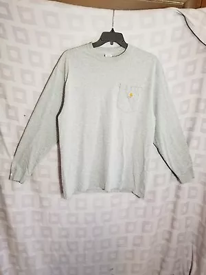 Carhartt Long Sleeve T-Shirt Mens Sz. Large Gray Pocketed Crew Neck Work Shirt  • $6