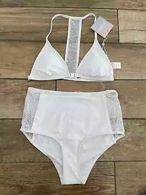 BNWT Missguided Bikini Size 8 Fishnet Mesh T Bar Full Briefs Front Fasten • £11