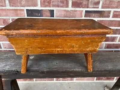 Old Vintage Rustic Primitive Wooden Stool With Mortise Joints • $55