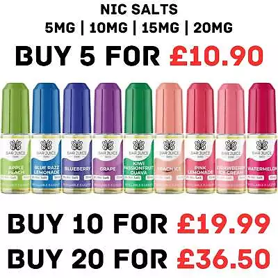 BAR JUICE 5000 Nic Salt 10mg 20mg Vape Juice 10ml Ecig E Liquid 50/50 VG/PG BULK • £2.94