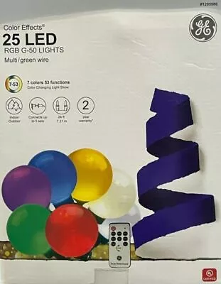 GE Color Effects 25-Count 24-ft Multi-Function Color Changing G-50 LED Lights • $39