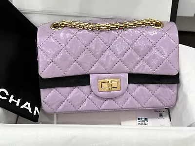 Chanel 24p Mini Reissue 2.55 Lavender Lilac Calfskin Leather Bag Ghw • $6999.99
