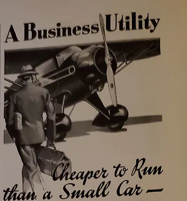 1935 MONOCOUPE Airplane Advertisement 1B28-1 • $14.95