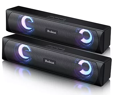 2 Computer Speakers Desk Soundbar Stereo Audio RGB Mini Bluetooth Sound Stereo • $25.90