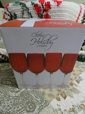 Mikasa Cheers Ruby Red Wine Glasses 15 3/4” 4 In Box NIB • $14.99