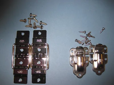 Vintage Dansette  Record Player Cabinet Spares Nickel Cheney Hinges /lid Catces • £14.95