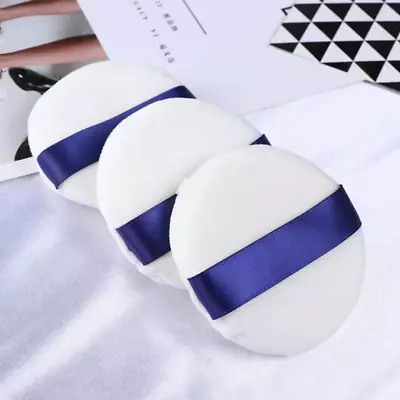 3PCS Velvet Makeup Setting Powder Puff Baby Beauty Ribbon Sponge Cotton Round US • $5.99