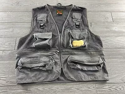 Vintage Garcia Grey Mesh Fishing Vest W/ Lambskin Patch Multi-Pocket  Men’s L/XL • $26.09