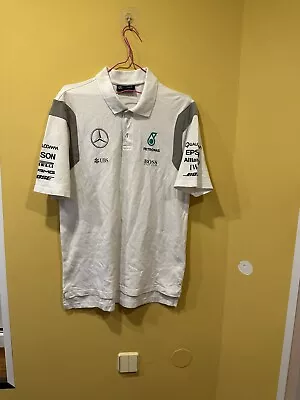 MERCEDES PETRONAS Team Polo Shirt AMG Formula One F1 White Mens Large L • $28