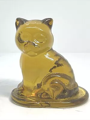 Vintage Viking Glass Amber Glass Cat Sitting Figurine • $33