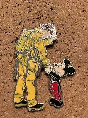 Mickey Mouse Shaking Hands With Firefighter Fireman Disney Pin 2002 • $35